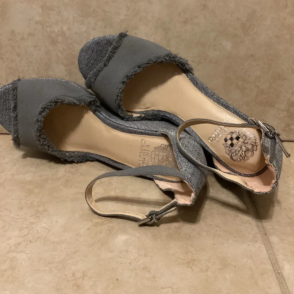 Gray Wedge Sandals